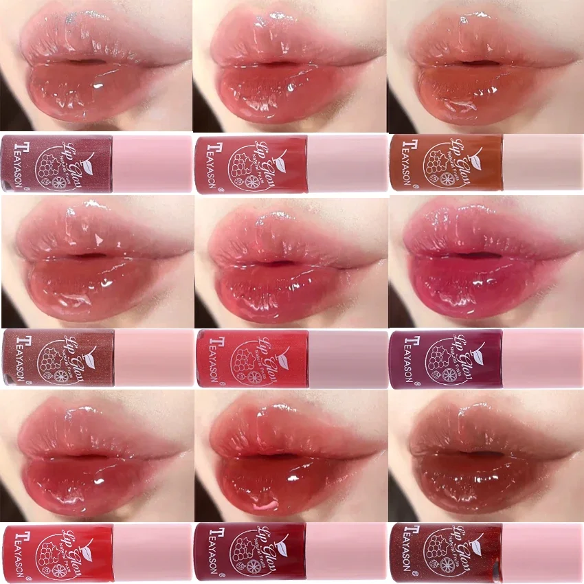 Pintalabios hidratante de gelatina de fresa, brillo de labios brillante de larga duración, tinte de labios, maquillaje, Pintalabios, cosméticos