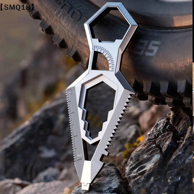 9-in-1 Stainless Steel Keychain, Portable Bottle Opener, Protractor, Ruler, Screwdriver, Wrench, Pocket EDC Tool.【SMQ】