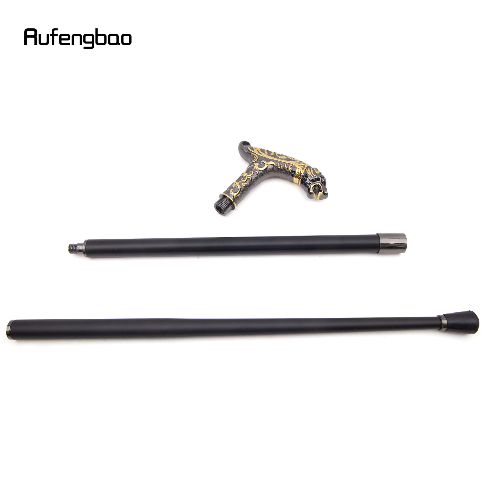 Golden Black Leopard with Tail Fashion Walking Stick for Party Decorative Walking Cane Elegant Crosier Knob Walking Stick 93cm