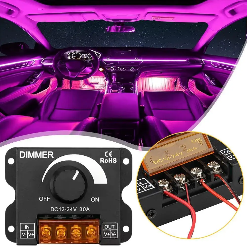 

Светодиодный диммер постоянного тока 12 В-24 В, 30 А, светодиодный монохромный контроллер, ШИМ, цифровое бесступенчатое затемнение для ламповой ленты, одноцветная лампа
