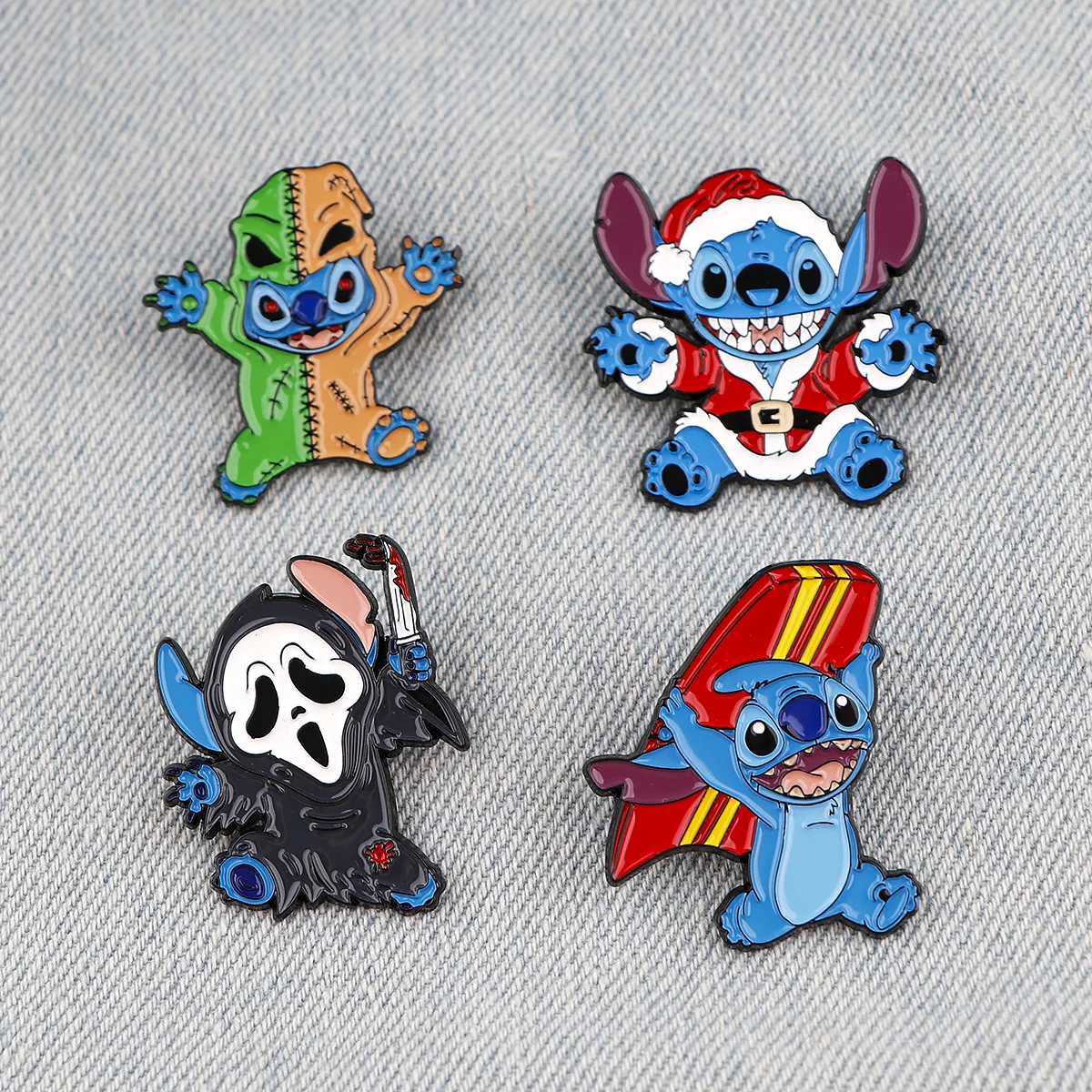 YQ1265 Horror Stitch Pin Cute Badge For Women Men Kids Brooch Cartoon Badge For Bags Jeans Collar Lapel Pin Jewelry Accessories