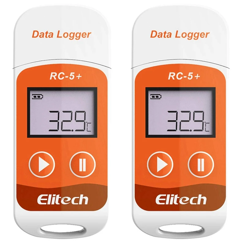 2X Elitech RC-5+ PDF USB Temperature Data Logger Reusable Recorder 32000 Points For Refrigeration, Cold Chain Transport