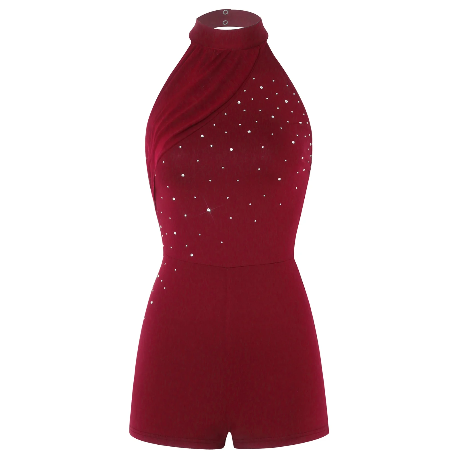 Backless Romper for Women Fashion Rhinestone Party Jumpsuit Halter Mesh Rompers for Casual Beach Bodysuit Lady Short Jumpsuits