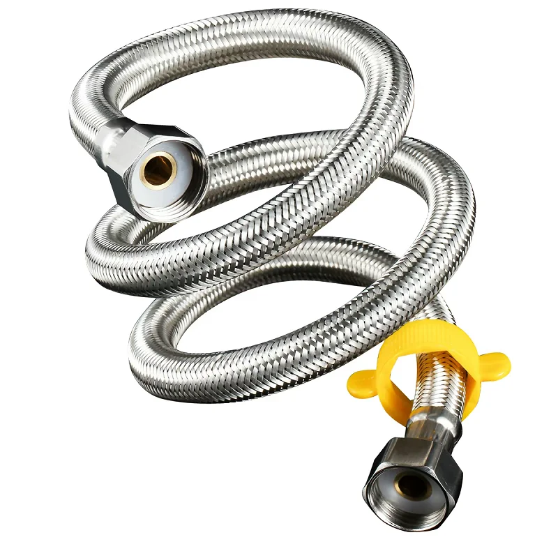 304 Stainless Steel Braided Hose Flexible Water Inlet Pipe with Safety Wrench for Toilet Faucet Water Heater 50cm~150cm