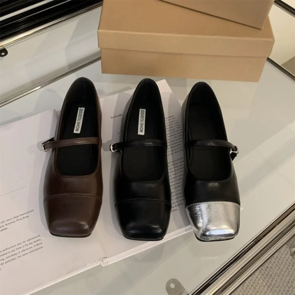 المألوف الفرنسية الرجعية ساحة تو ماري جين أحذية للنساء ربيع 2025 جديد خط واحد شقة القاع قطع الضحلة أحذية نسائية #4