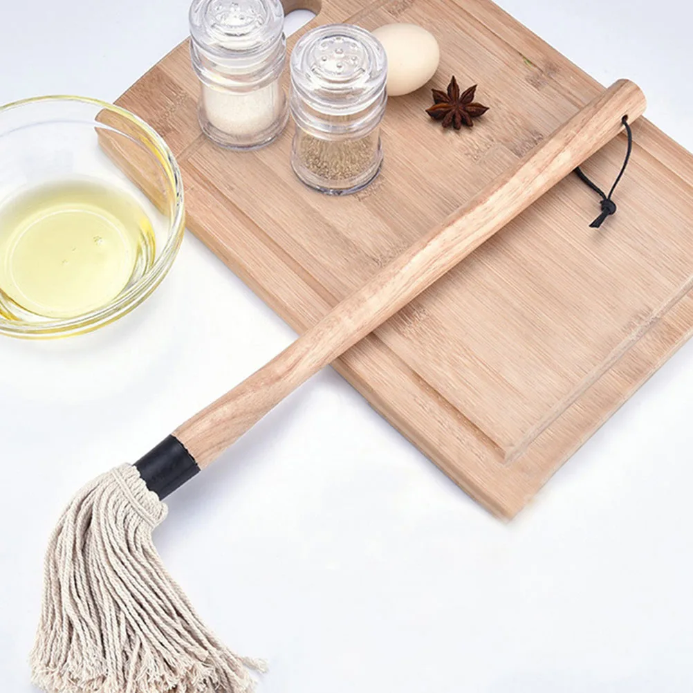 

1 set 1 Wooden Stick 4 Brush Heads BBQ Oil Brush Sauce Basting Kitchen Supply Grilling Tool Lightweight Durable Safe Hygienic