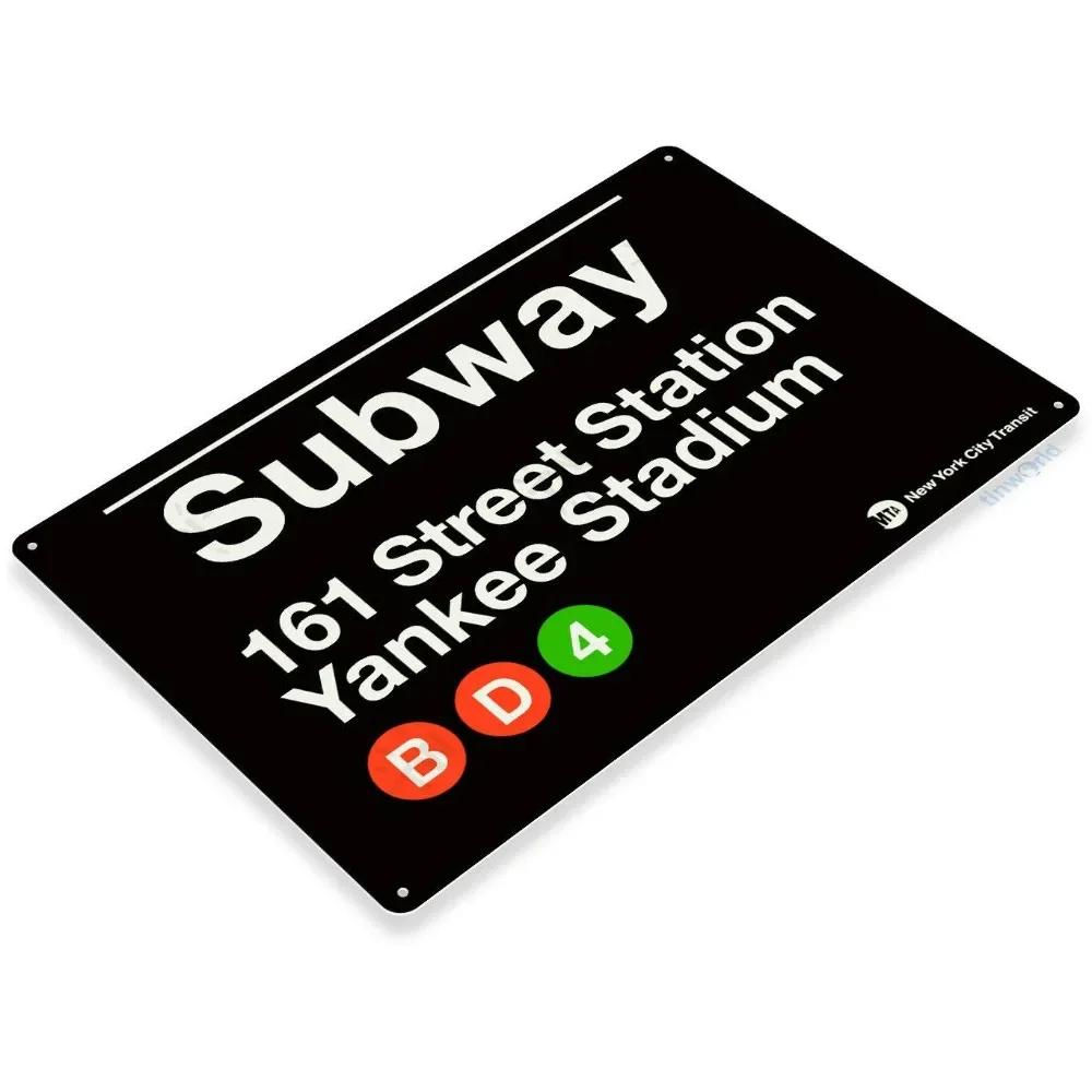 Yankee Stadium New York Street Metro 161 Retro ściana dekoracja baru metalowe znak blaszany 16x12 cali