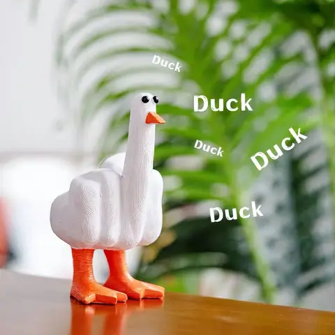 Middle Finger Cute Duck Figurine Funny Small Duck Sculpture Resin Craft for Home Garden Desk Decoration