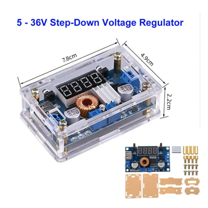 5A Constant Voltage And Constant Current Step-down Module With Voltage And Current Power Display LED Drive Charging With Shell