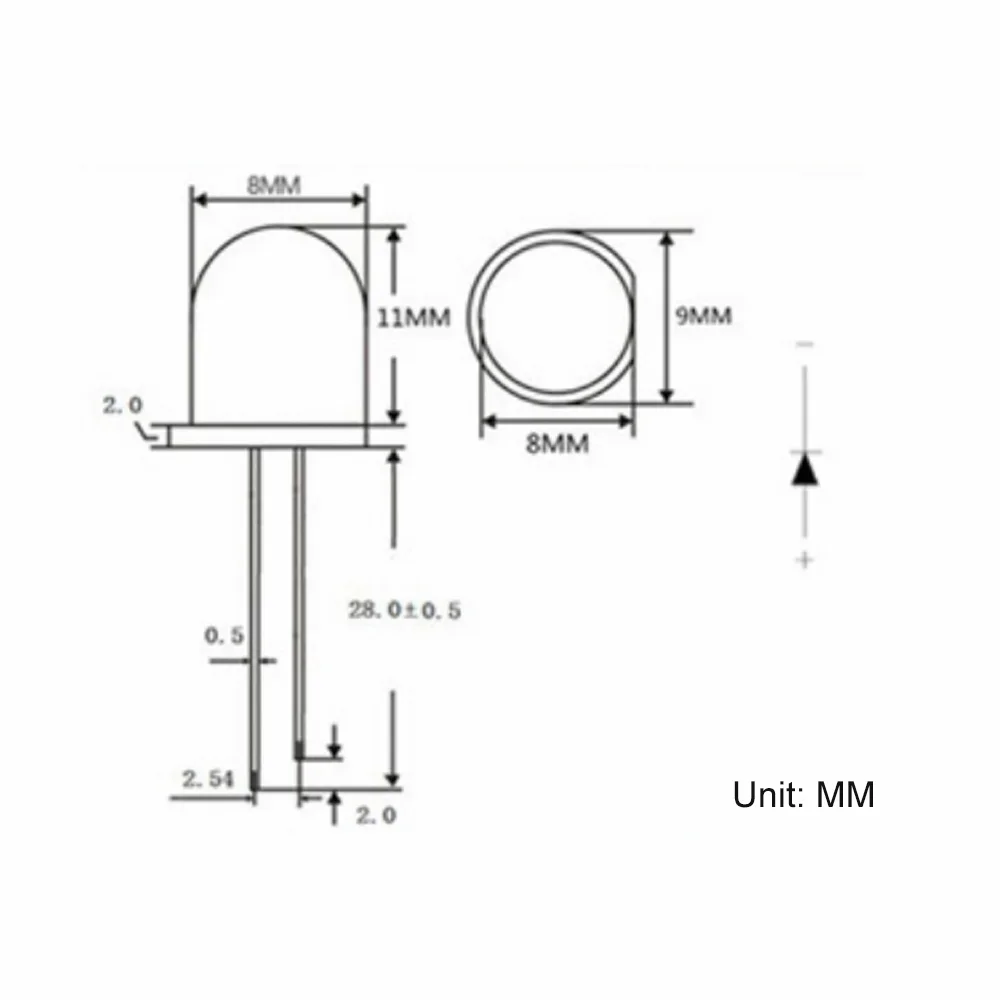 50PCS 8mm LED Dioden Kit Transparent Licht Emittierende Diode Weiß/Gelb/Grün/Rot/Blau birne Lampen, für Wissenschaft Projekt Experiment