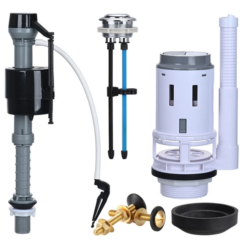 Komplettes WC-Spülkasten-Ersatzset mit Ablassventilen, Füllventilen, Doppelspülknopf, Wassertank-Reparaturbeschlägen D2RD – Detail 1