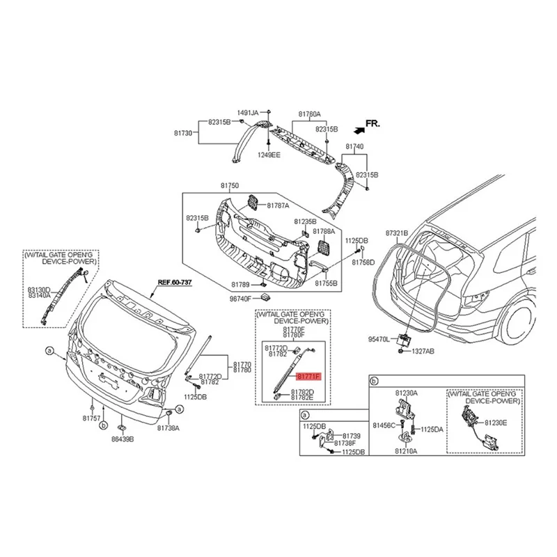 دعامة رفع فتحة الطاقة للباب الخلفي لسيارة Hyundai Santa Fe 2013-2016 دعامة غاز للصدمات 81780B8100 خلفي يمين-ABVP