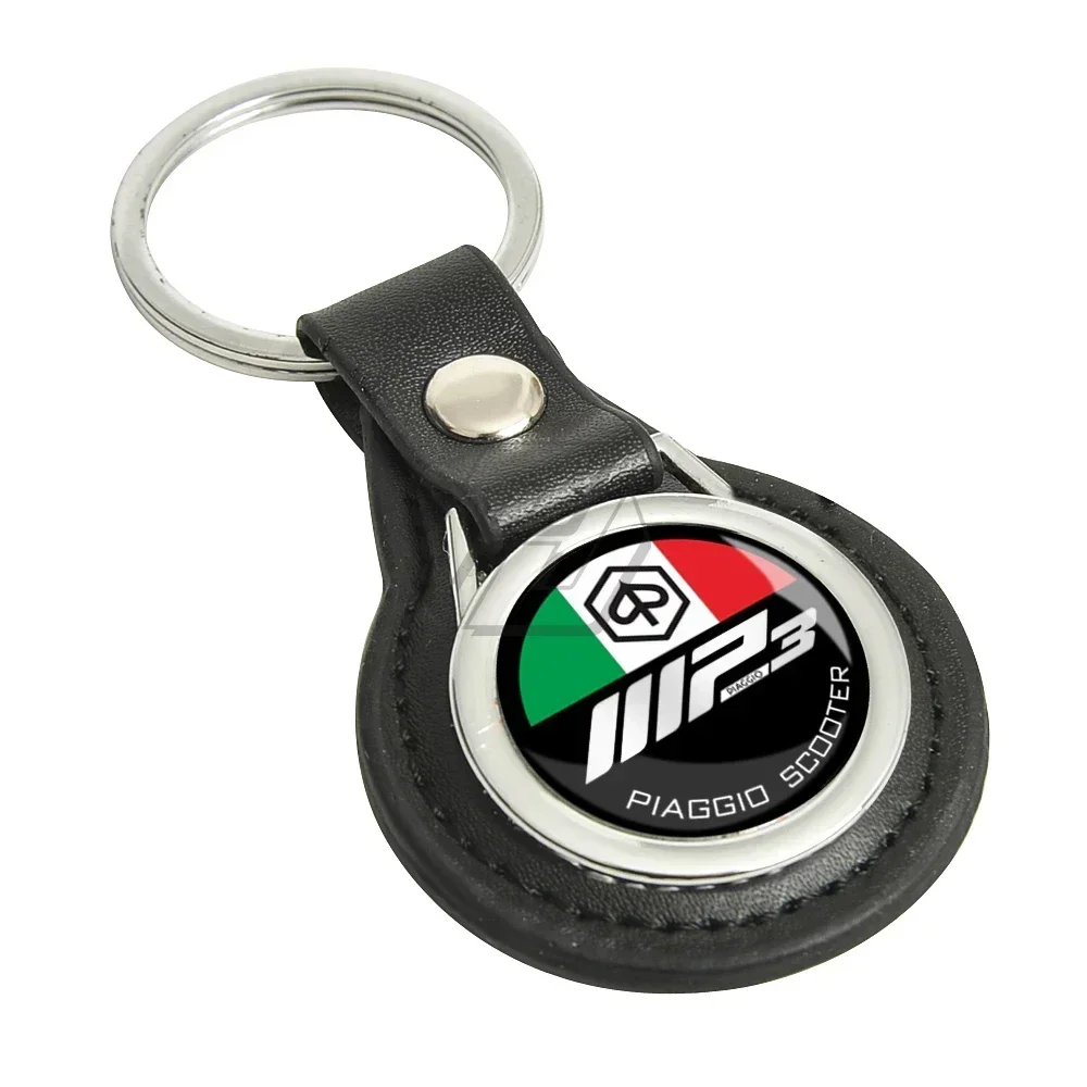 For Piaggio MP3 Scooter Keychain Motorcycle Key Ring Leather