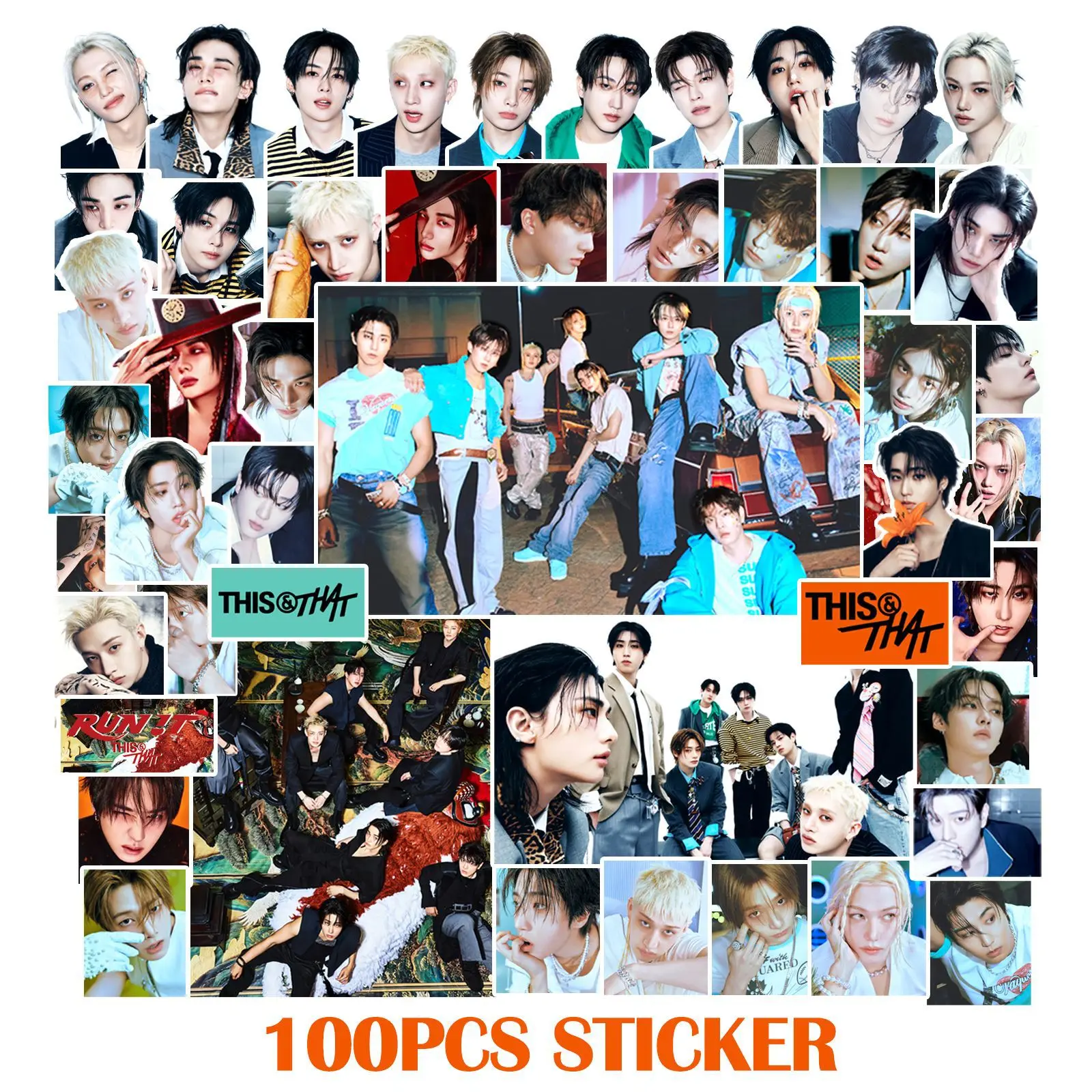 100PCS Boy Group Fan Style Doodle Stickers DIY Photocard Decor Inspired This & That Theme for Album Scrapbook Journal