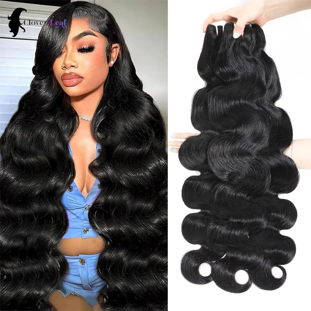 Double Drawn Body Wave Human Hair Bundles 100% Unprocessed Virgin Human Hair Natural Black 12‑28 Inch Cuticle Aligned Thick Full Ends Long Lasting Quick Weave Sew‑In Hair Extensions Daily Durable Hair Weaves for Black Women