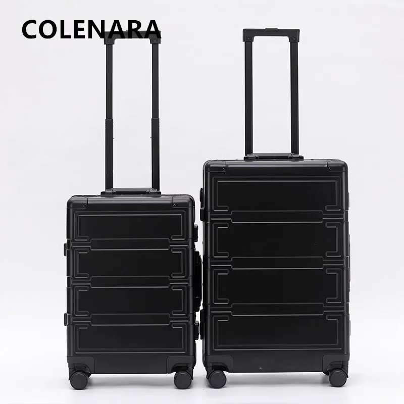 

COLENARA Cabin Suitcase All Aluminum Magnesium Alloy Boarding Box 20 Inches Men's Business Trolley Case 24"28" Rolling Luggage