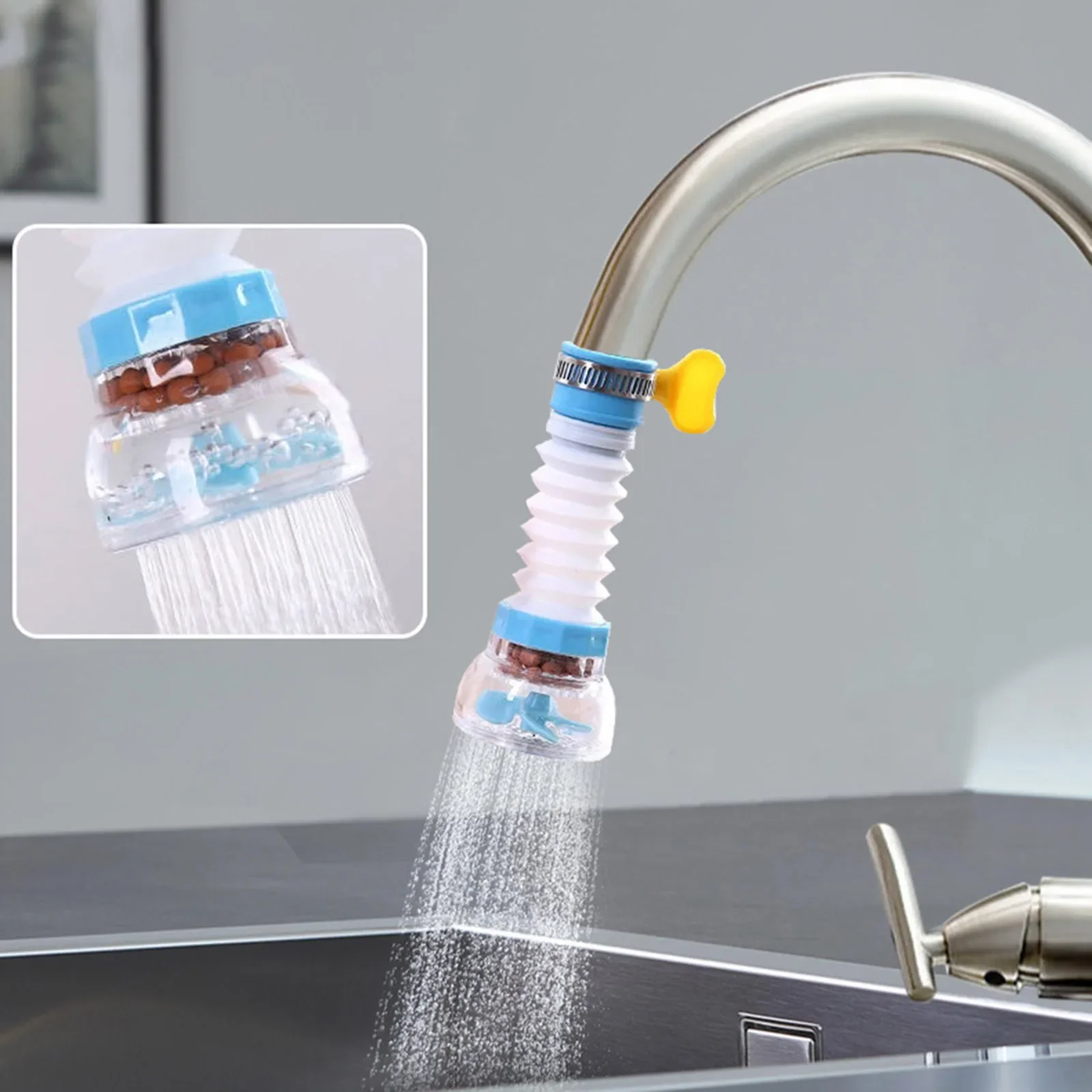 Filtre à eau rotatif rétractable pour évier de cuisine, rallonge anti-éclaboussures, 1PC