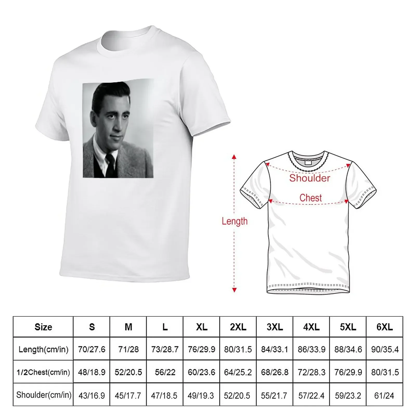 J.D. Salinger Black and White Portrait T-Shirt vintage clothes graphics plus sizes t shirt men