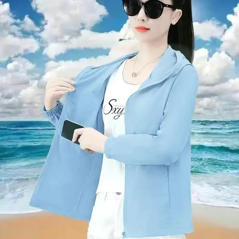 Windbreaker Ice Silk Sun Protection Clothing Coat Women 2027 Summer New Sunscreens Jacket Thin Anti-Ultraviolet Outerwear Ladies