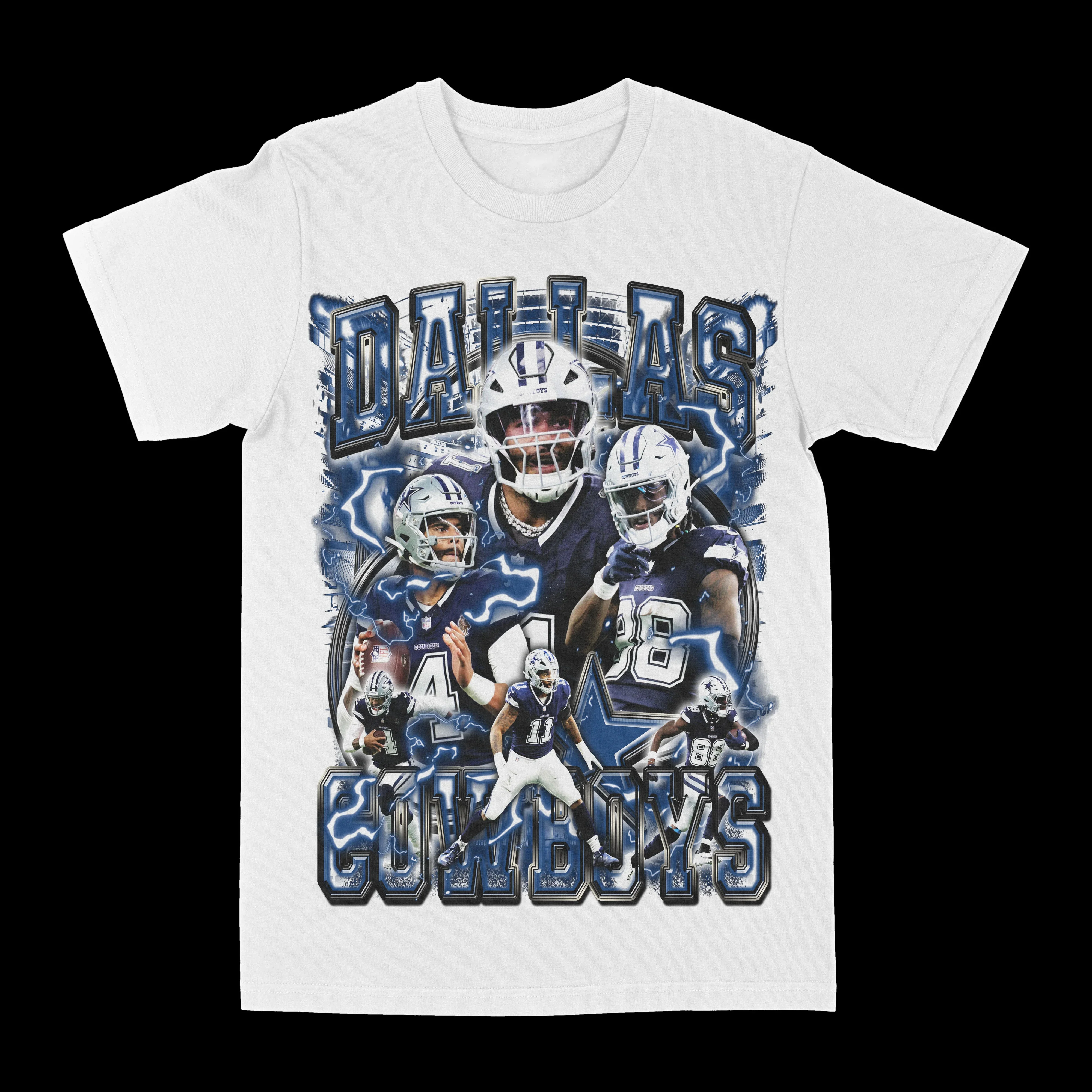 Camiseta masculina de algodão Dallas Cowboys estilo vintage retrô atlético branco