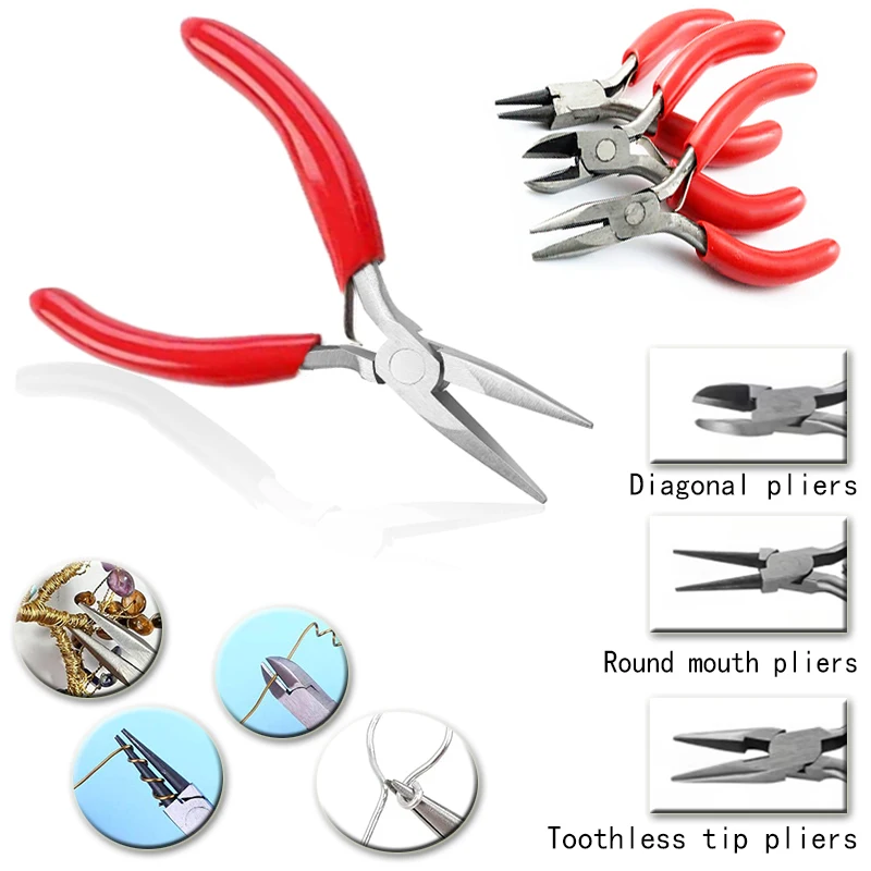 

1pcs Jewelry Pliers Tools Kit Needle Chain Round Nose Pliers Tweezers with Open Rings for DIY Jewelry Making Repair Tool