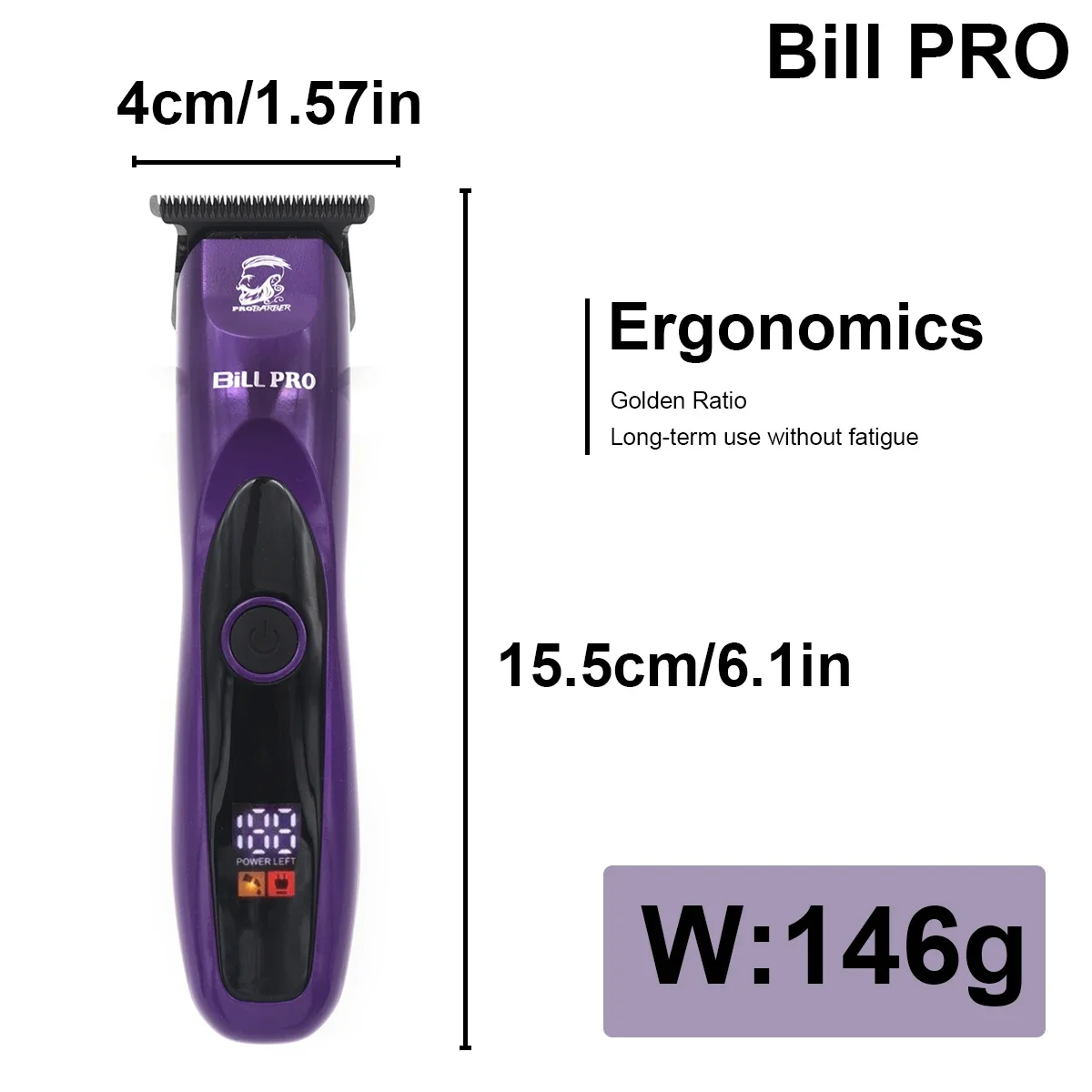 BILL 951 ผู้ชายผมTrimmer DLCใบมีด 10WจอแสดงผลLCDตัดผมร้านตัดผมอุปกรณ์Professional Finishingเครื่อง