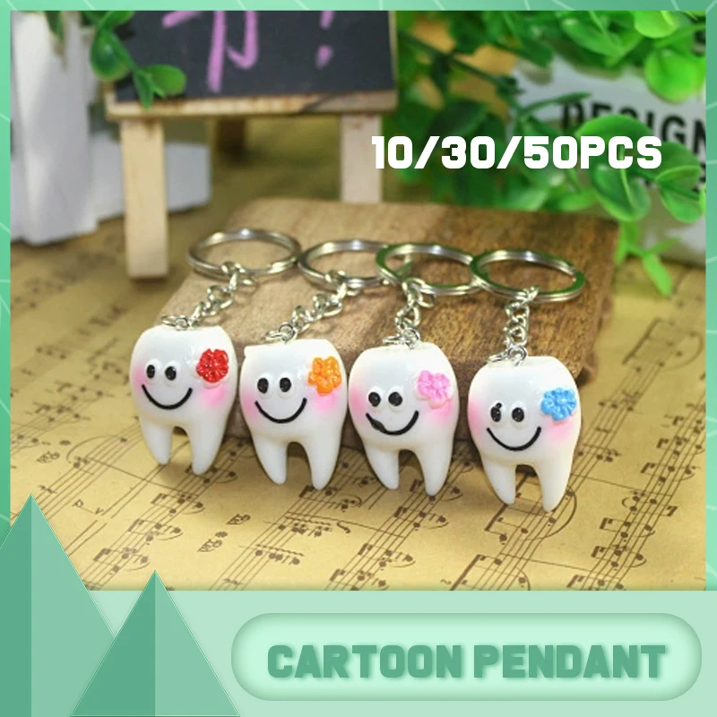 

Dental Simulation Tooth Pendant Keychain Lovely Cartoon Dental Decorative Denture Accessories For Promotion Gifts Hot Sale