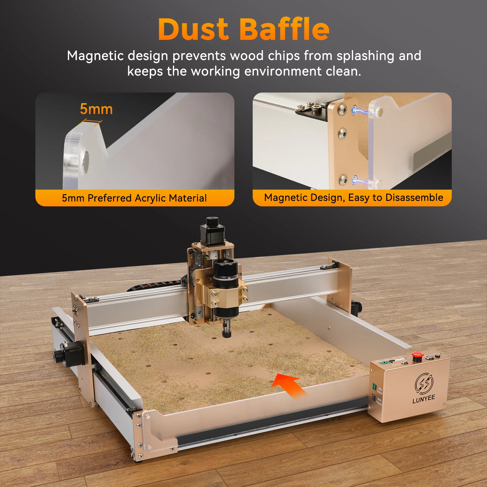 LUNYEE CNC 4040Pro Engraving Machine Milling Carving Engraver Router Laser GRBL ER11 Spindle for Wood PCB PVC Acrylic