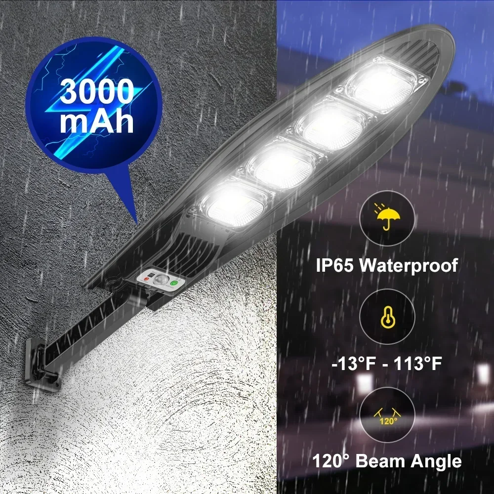 Luz LED Solar para exteriores, lámpara alimentada por luz Solar, impermeable, Sensor de movimiento PIR, farola para decoración de jardín, 500 vatios