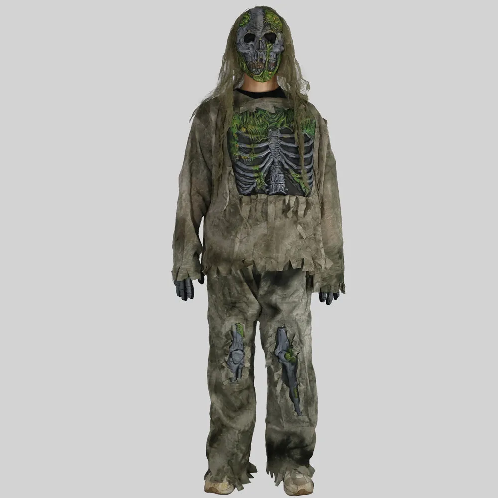 Children Skeleton Living Dead Zombie Costume Cosplay Bloody Swamp Skull Monster Purim Adult Halloween Carnival Party Costume