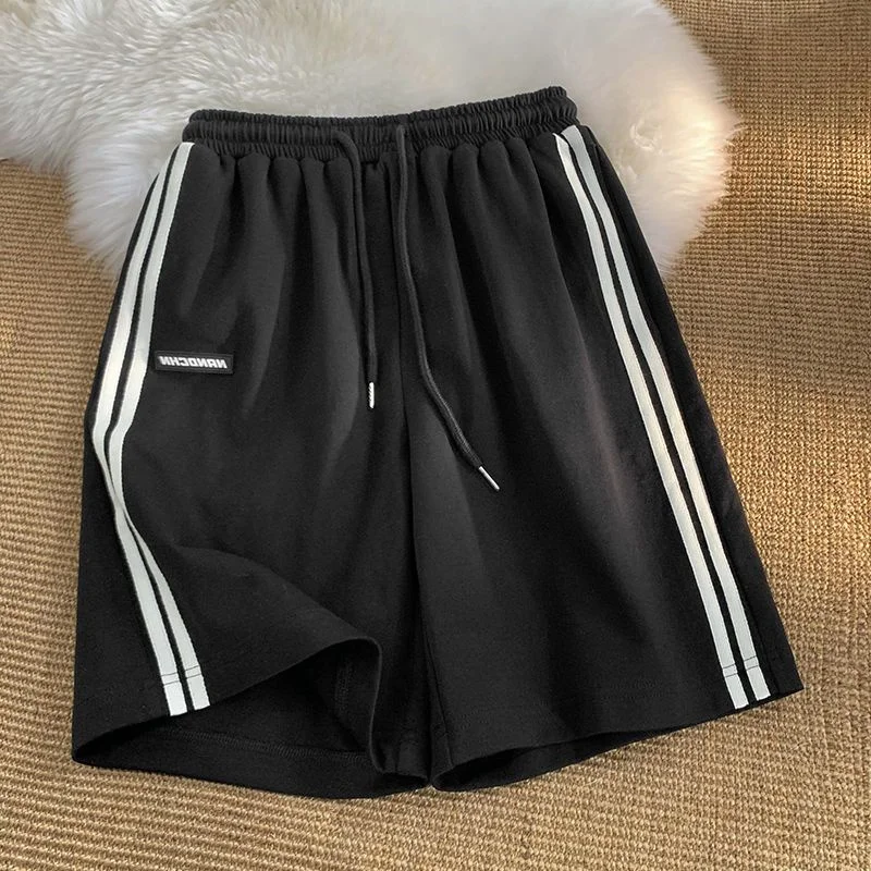

plus Size 300 Pou Casual Sport orts Trendy Brand Two Bars Loose Wide Leg Pants Straight Five orts Summer for plus Size...