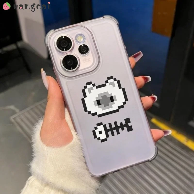 Funda de teléfono con diseño de gato de dibujos animados Pixel Ice Mist para iQOO 15 Ultra 13 12 Pro Neo 11 10 9 9S 8 Pro 7 SE 5G 4G, funda transparente suave
