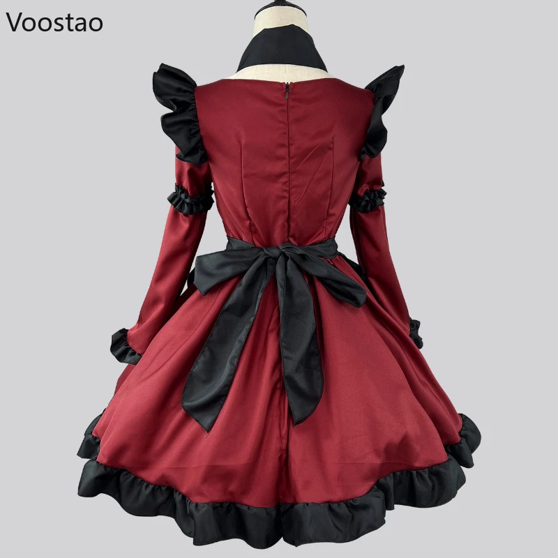 Japanische gotische lolita kleid frauen harajuku bogen maid kleider mädchen vintage y2k kleiner teufel cosplay halloween party mini kleid