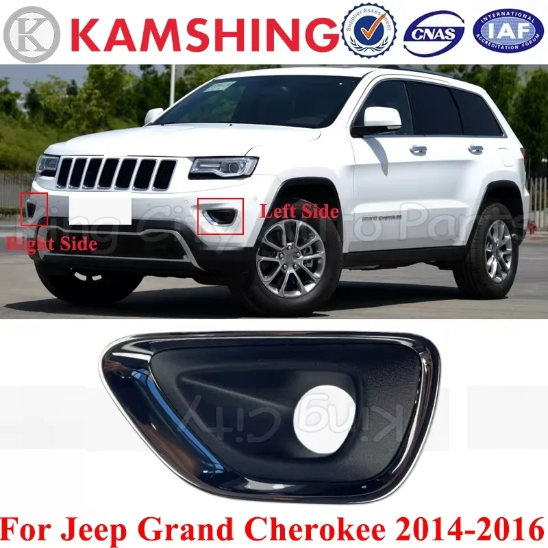 CAPQX Chrome Front Bumper Fog Light Trim Cover for Jeep Grand Cherokee 2014 2015 2016 Foglight Frame Foglamp Cover Lid