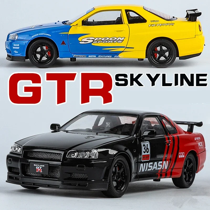 

1:24 Nissan Skyline Ares GTR R34 Alloy Track Sports Car Model Diecast Metal Racing Car Vehicles Model Sound Light Kids Toys Gift