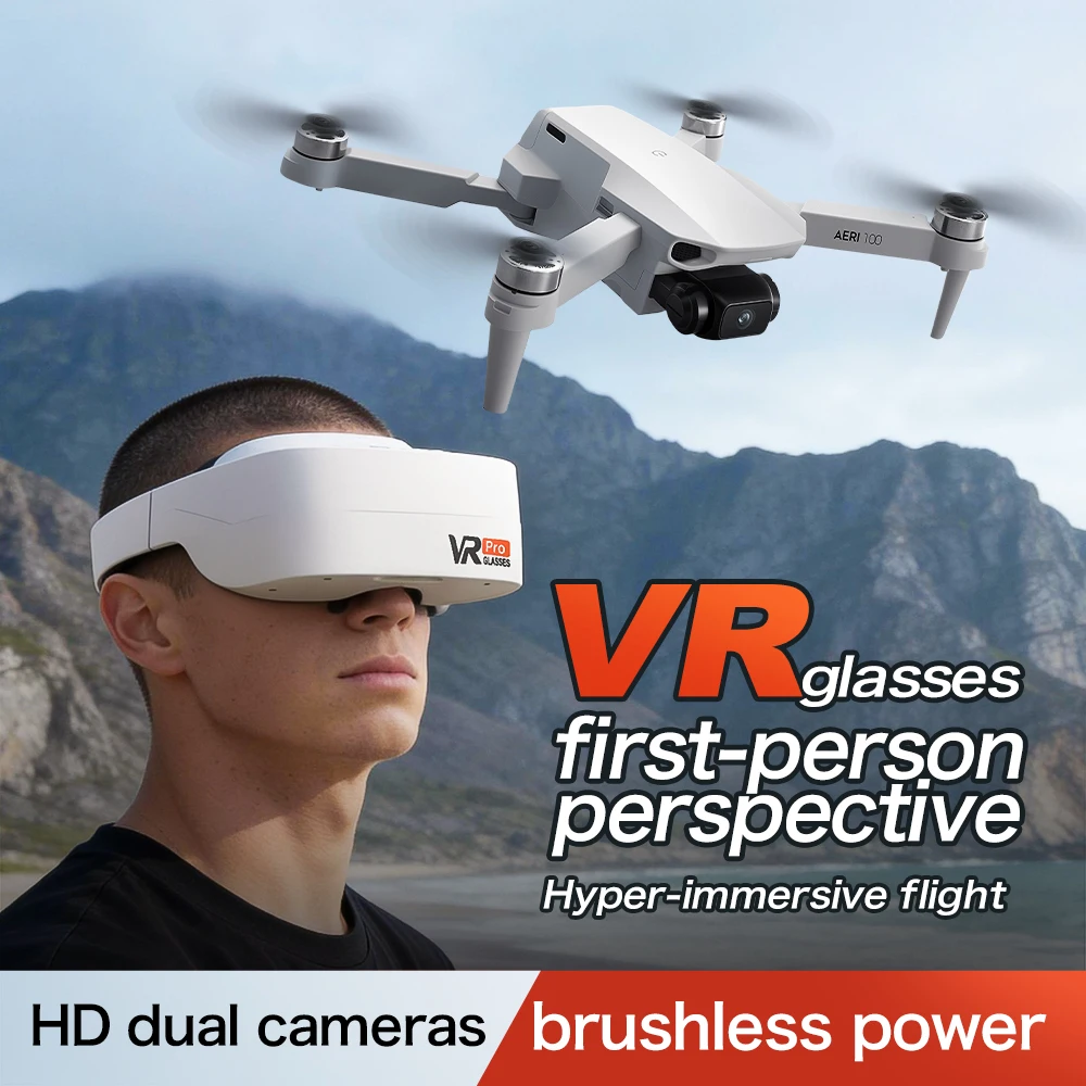 

Дрон AERI 100 для аэрофотосъемки с бесщеточным двигателем, профессиональный, с двойной камерой, VR-очками, функцией обхода препятствий, радиоуправляемый квадрокоптер, игрушка-дрон, подарок