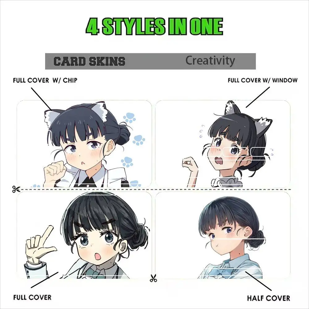 Tiara Basori Makeine Too Many Losing Heroines!  Sticker Film Tape Skin for Credit Card Debit Card Waterproof Stickers Cartoon