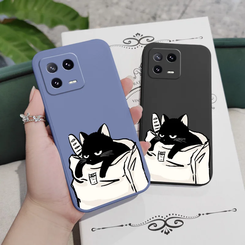 Bread Cat Phone Case For Xiaomi Mi 14 14T 13 13T 12 12X 12T 12S 11 11T Ultra 10 10T 9 9T Pro Lite Liquid Silicone Cover