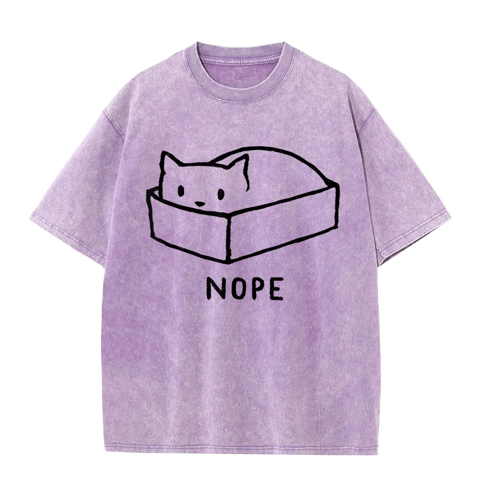 Nope Box Cat Funny For Men Women T-Shirt Tops 반팔티 Graphic Multi Color Basic Tee Cotton Unisex Kitten T Shirt Pet Owner Short