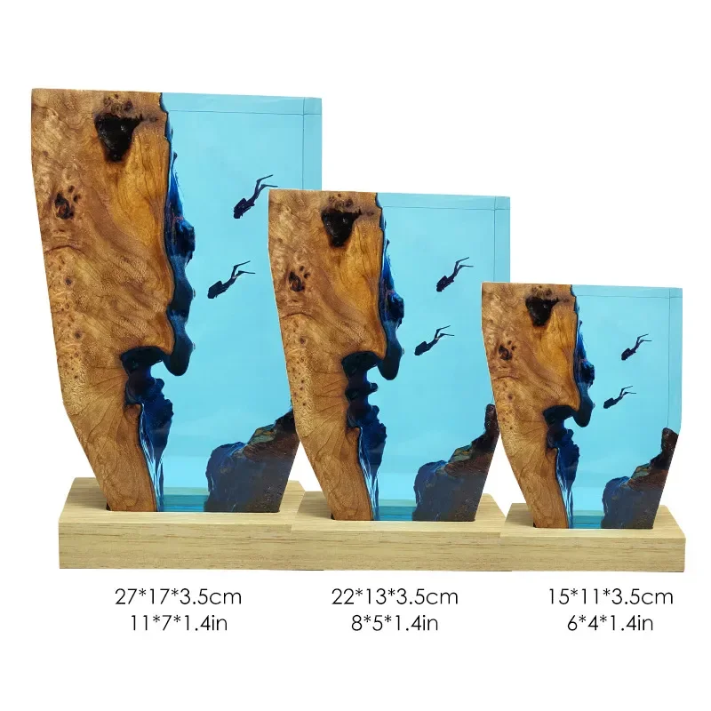 Modern Creative Ocean Theme Bedroom Beside Lamps Living Room Decor Solid Wood Resin Light Fixture Ornament Diver Christmas Gift