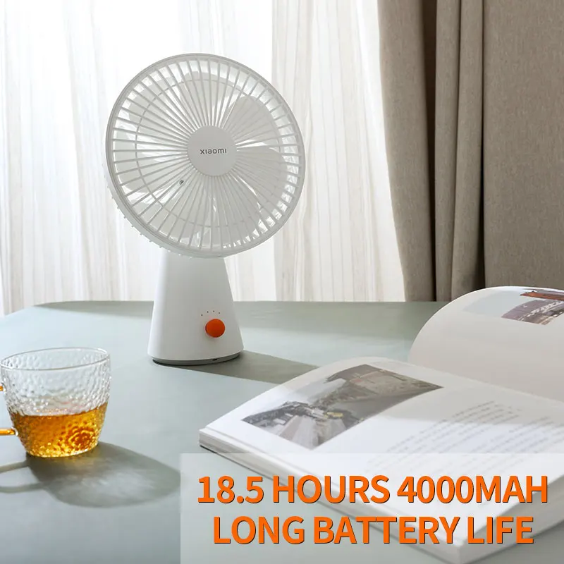 XIAOMI 2 in 1 4Gears Speed Mini Handheld Electric Fan Portable Quiet Wider Angle USB Rechargeable Air Cool Table Fan Home Office