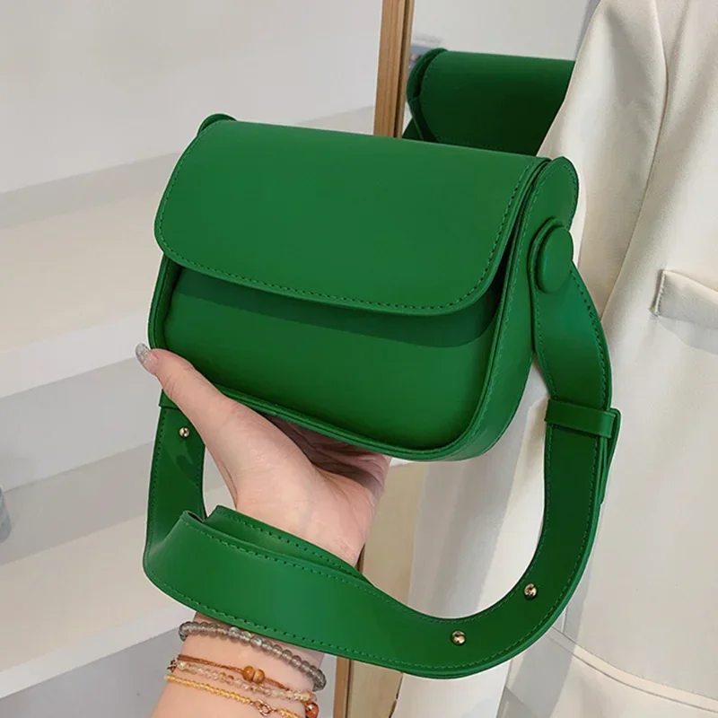 Fashion Trend Crossbody Bags for Women 2024 Green Solid Flap Shoulder Bag Designer Handbags and Purses Small Women Messenger Bag