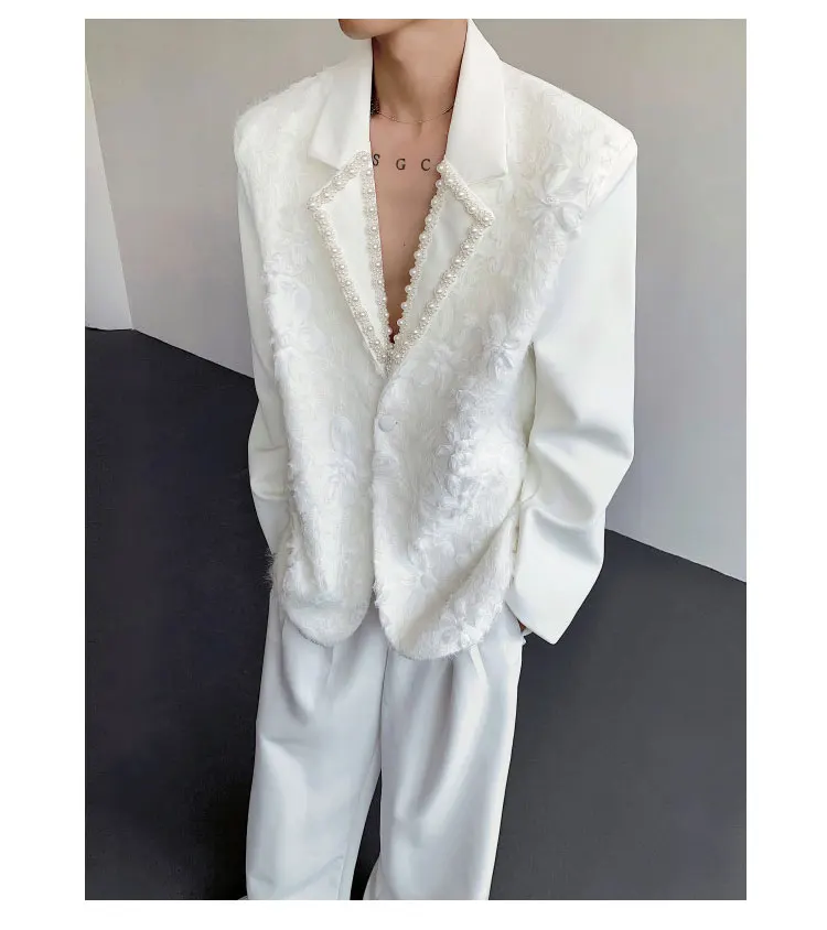 2025 Men's Autumn New Light Luxury Suit Jackets Fashion Three-Dimensional Flower High-End Blazers Male Handsome Tailored Coats