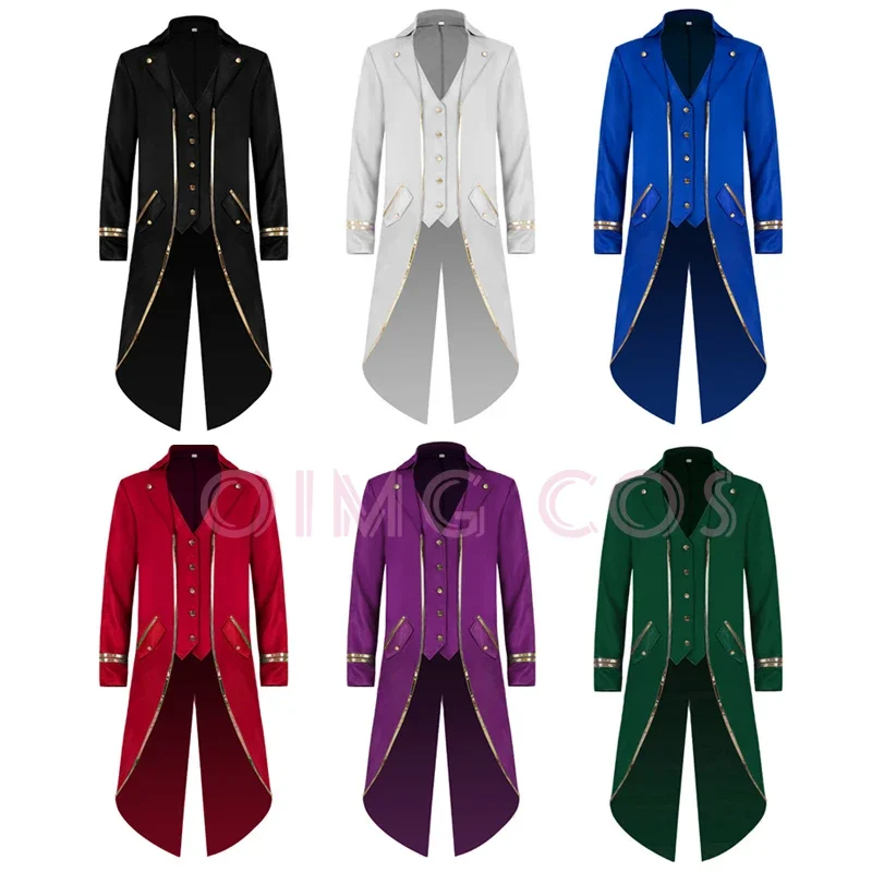 

Ретро фрак смокинг сценический костюм для взрослых мужчин одежда средневековая средней длины панк косплей средние и длинные стили