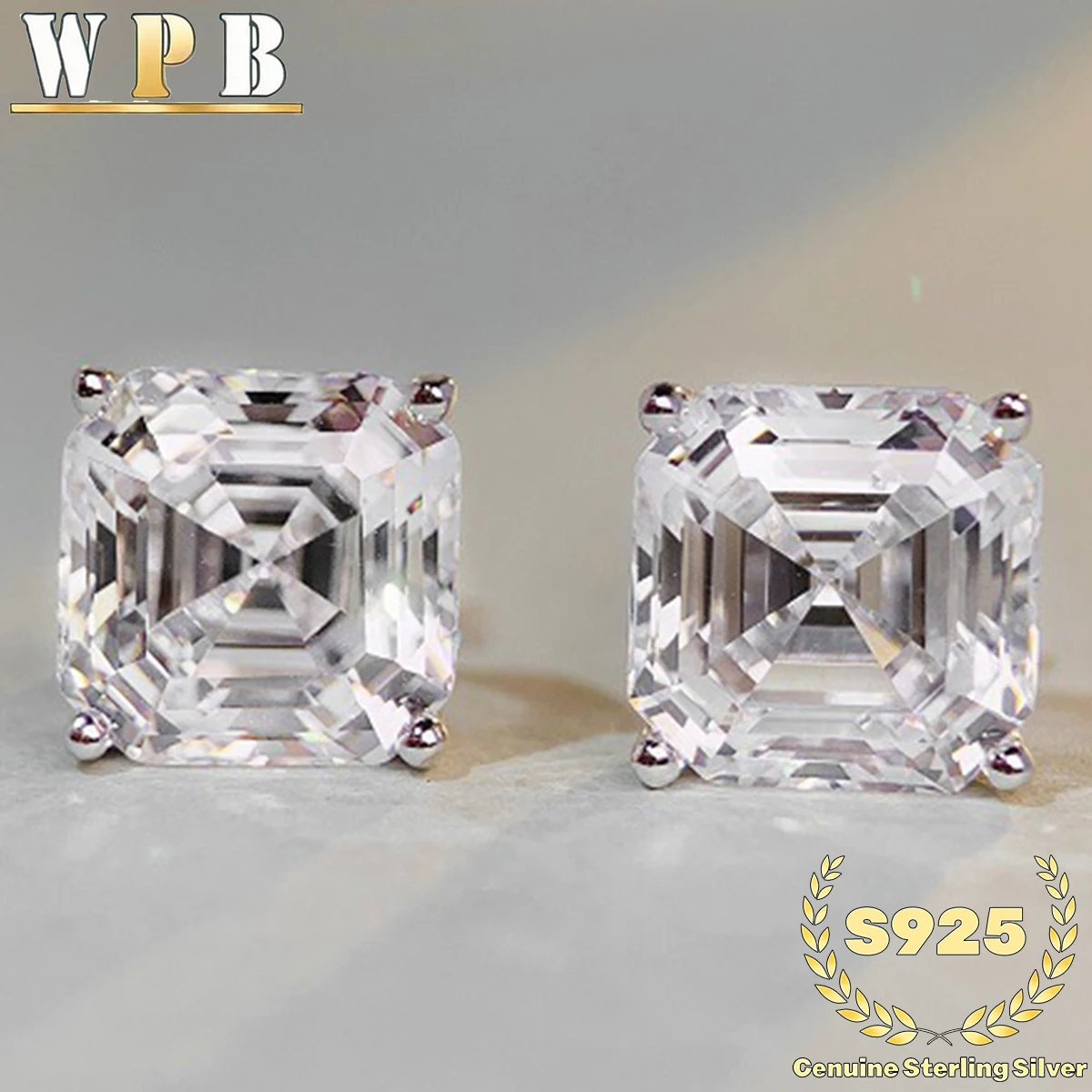 

Genuine S925 Sterling Silver 3CT Square Earrings Women Shiny High Carbon Zircon Luxury Jewelry for Gift Parties for Lovers
