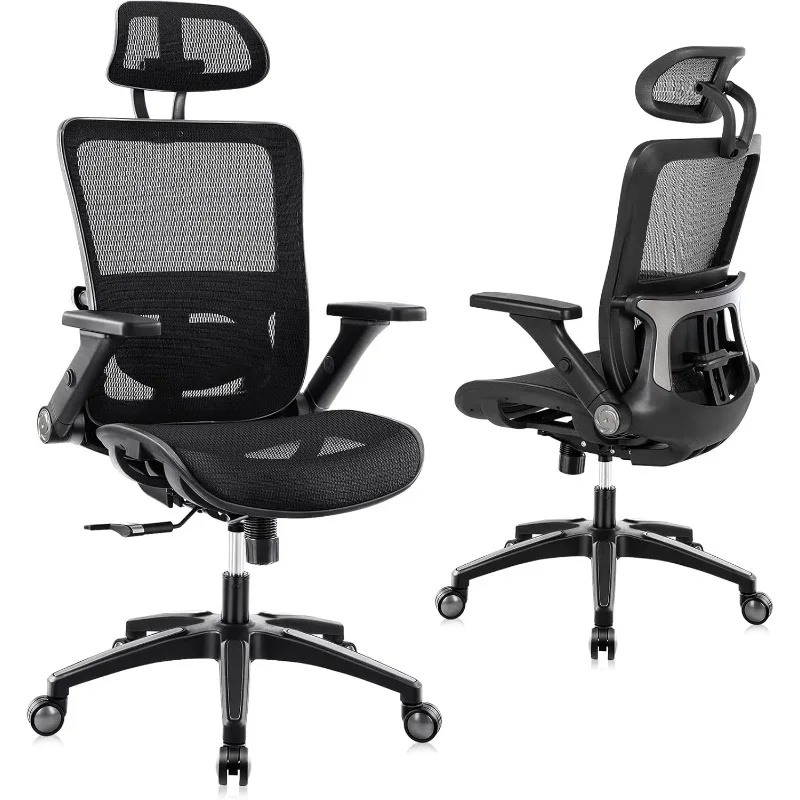 

Office Chair Ergonomic Mesh Chair High Back Computer Desk Chair with 3D Armrest Adjustable Lumbar Support and Headrest Receling