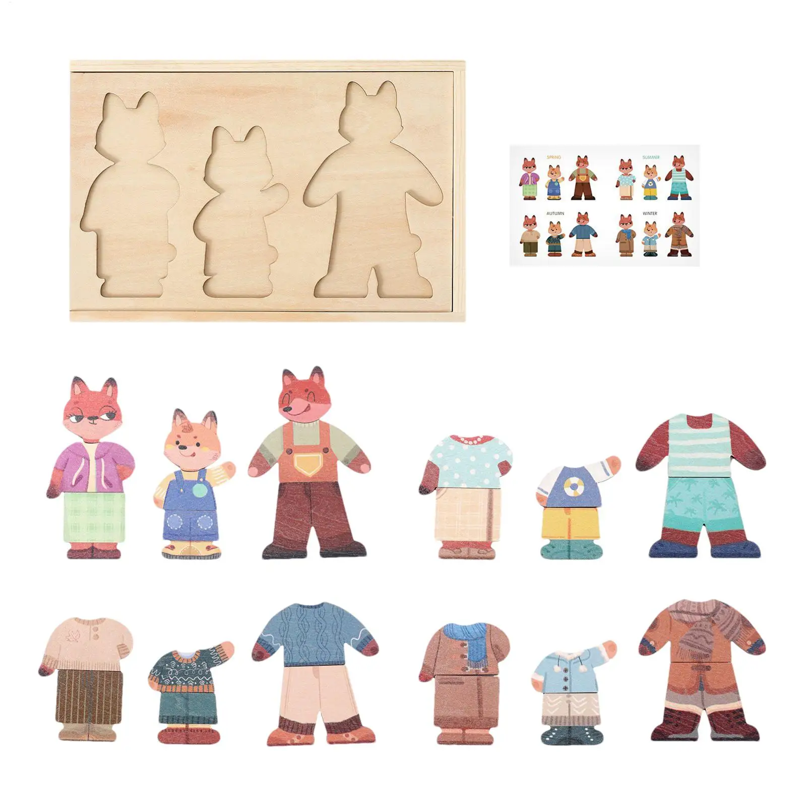 Jeux d'habillage, poupées habillées au Design Animal, puzzle éducatif en bois, tenues de jeu assorties pour enfants d'âge préscolaire en classe