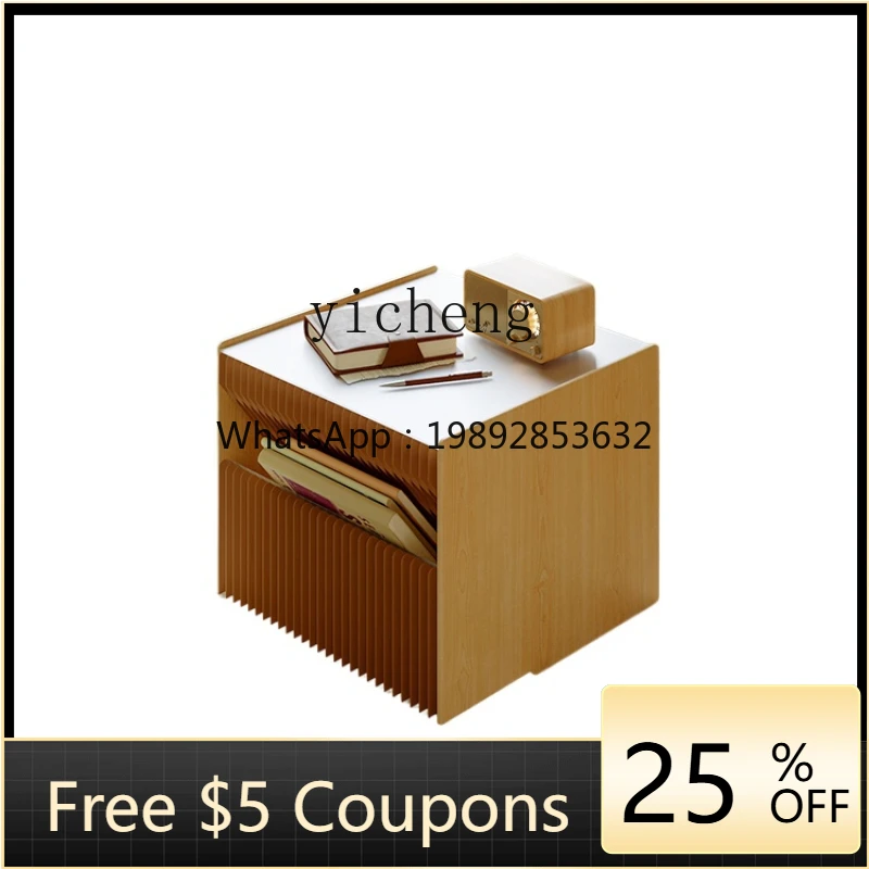 

Z ZK Household Side Table Sofa Side Cabinet Living Room Light Luxury Bedside Modern Minimalist Square Table Foldable Storage