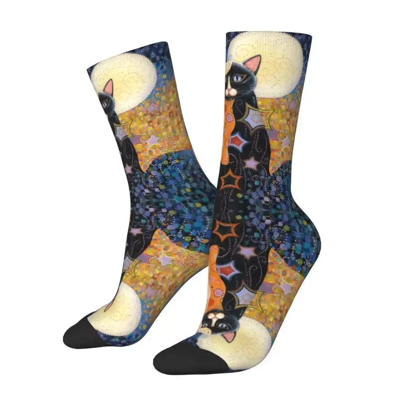 

Classic Gustav Klimt Cat Oil Painting Mens Crew Socks Unisex Cool 3D Printing Abstract Animal Dress Socks