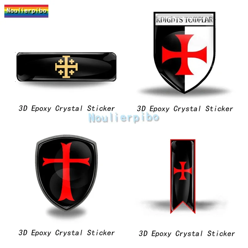 Crest Knights Templar 3D Dome Stickers Epoxy Resin Decal Motorcycle Car Silicone Parts Hubcap Laptop Phone Decal